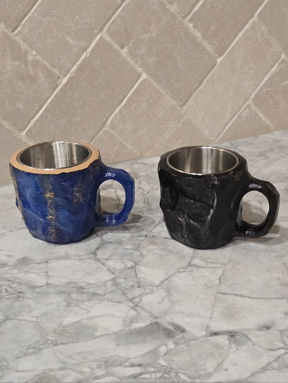 Pair Mineral Crystal Coffee Mugs Imitation Crystal Resin Cups Espresso Size